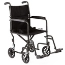 Medline Basic Steel Transport Wheelchair Hammertone 19 inch Wide - Black