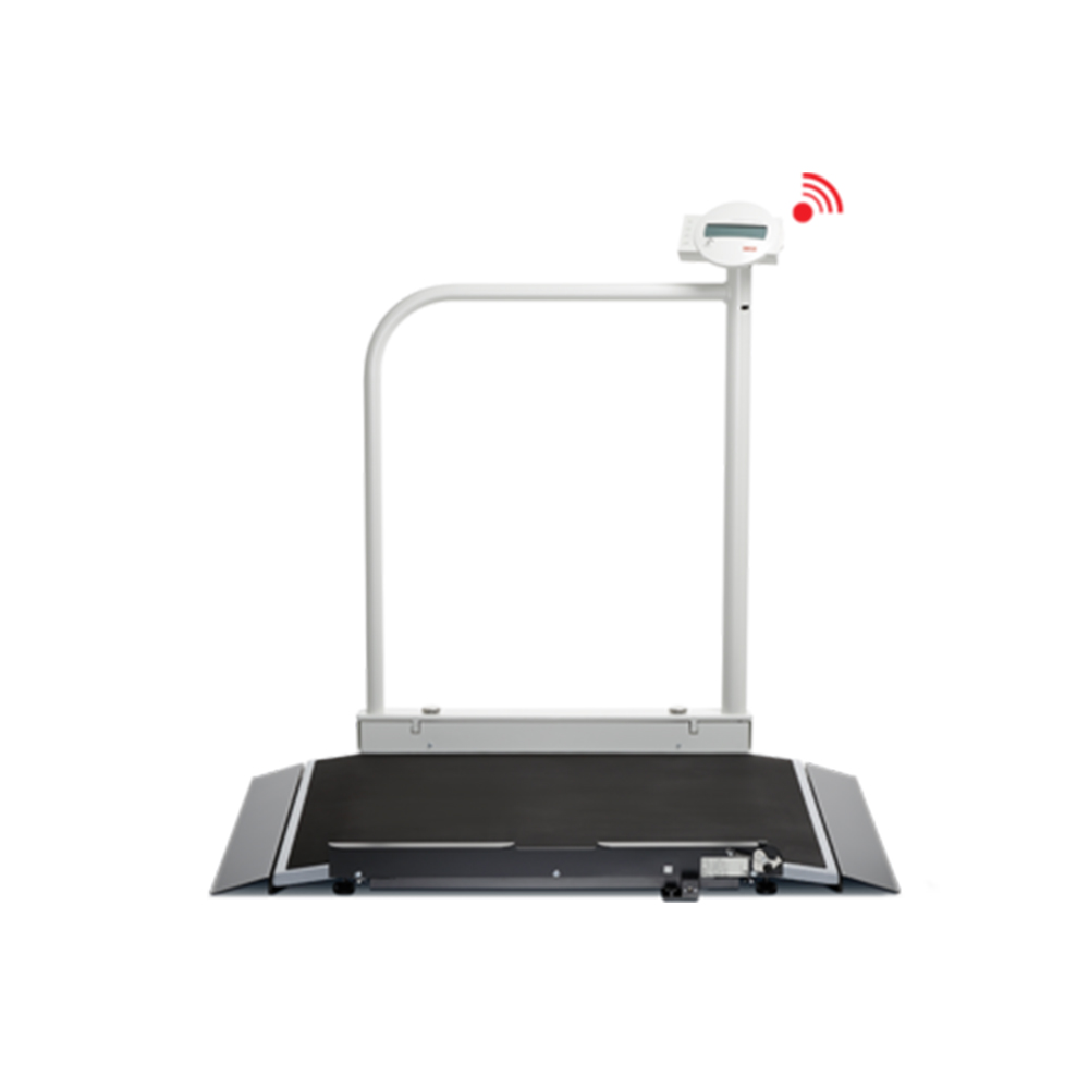 Seca 676 EMR-validated wheelchair scale with handrail