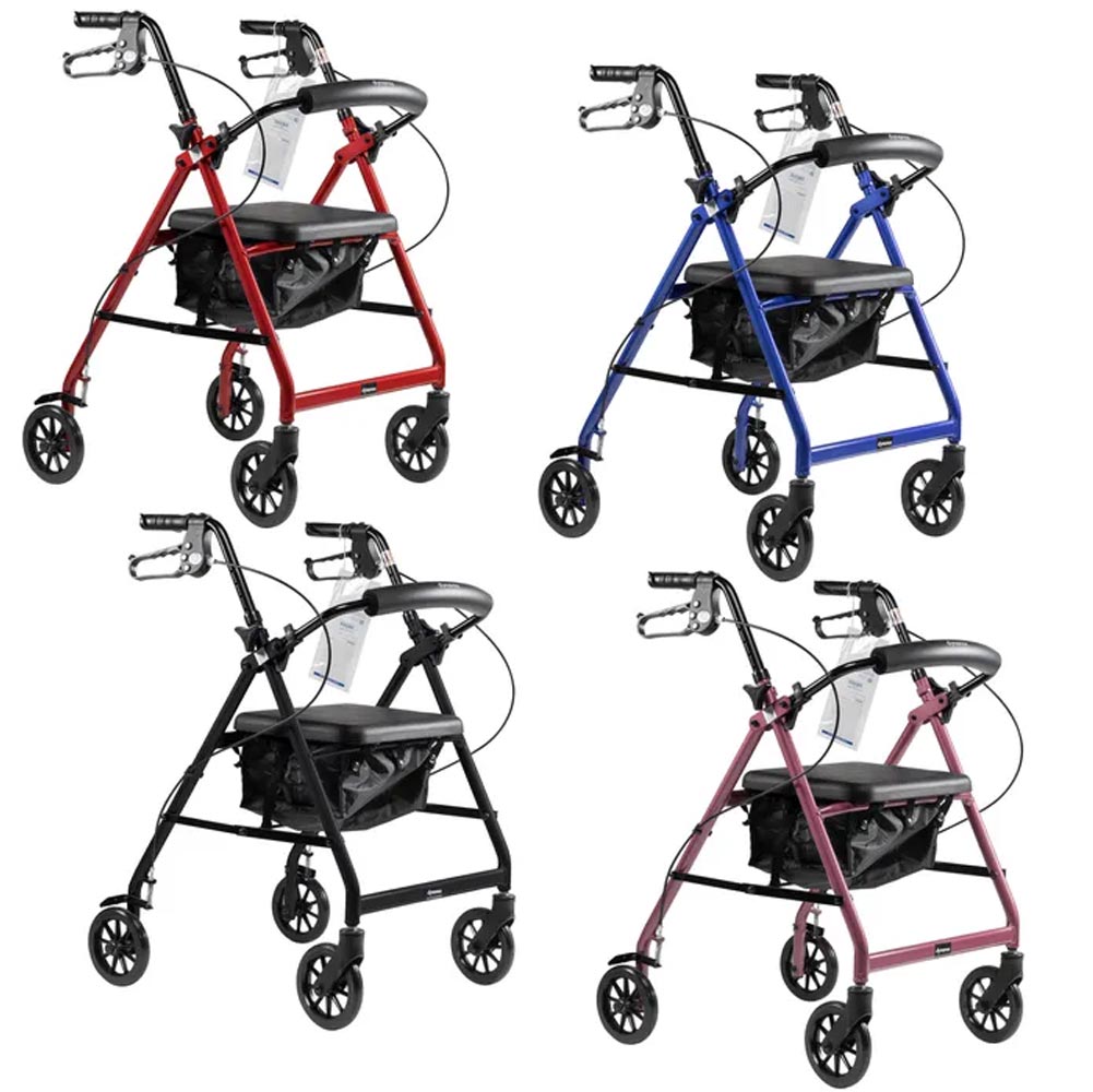 DynaGo Dynarex  Quad 6 Foldable Aluminum Rollator with 6 inch Wheels