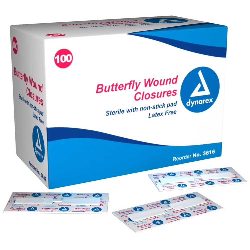 Dynarex Adhesive Butterfly Bandage 100/Box