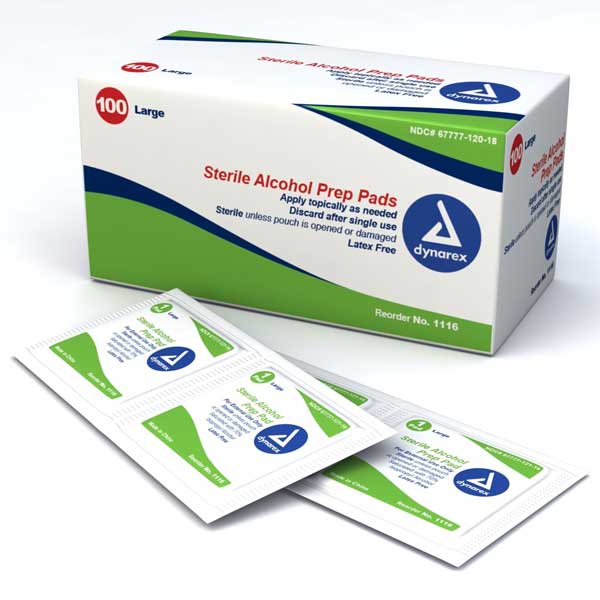 Dynarex Alcohol Prep Pad 100/Box