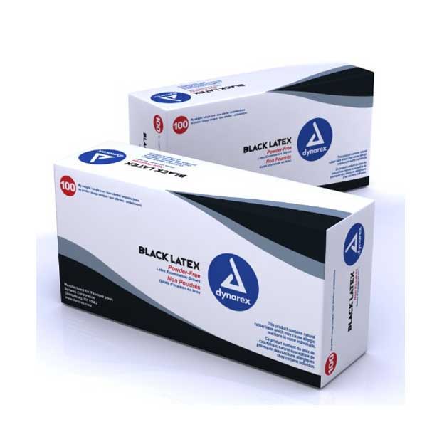 Dynarex Black Latex Exam Glove Powder Free 100/Box