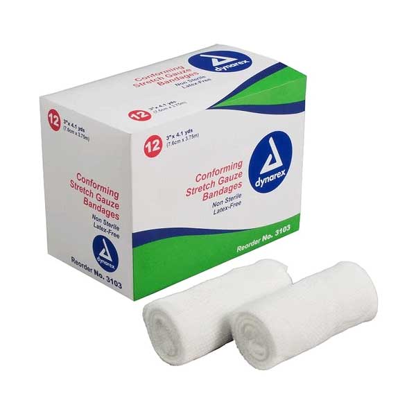 Dynarex Stretch Gauze Bandage Non-Sterile 500/Case