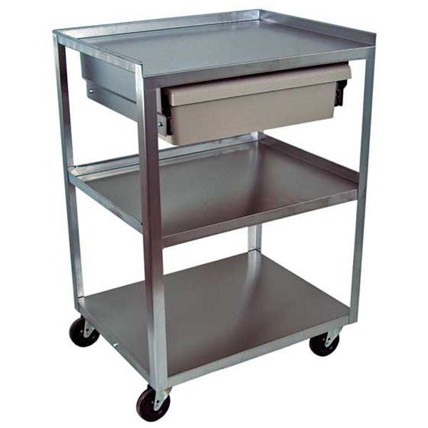 Ideal Products 3 Shelf Stainless Utility Cart - with Drawer