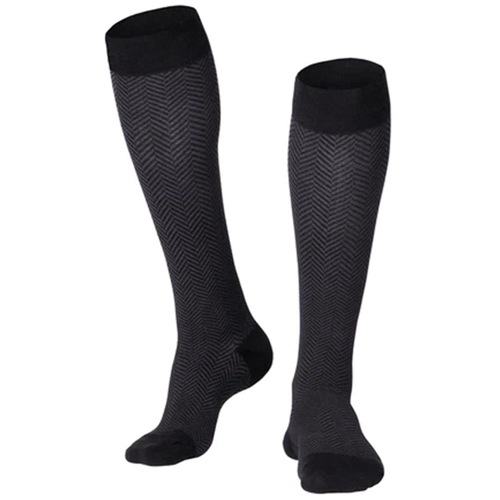 TOUCH Mens Herringbone Pattern 15-20 mmHg Knee High Compression Socks