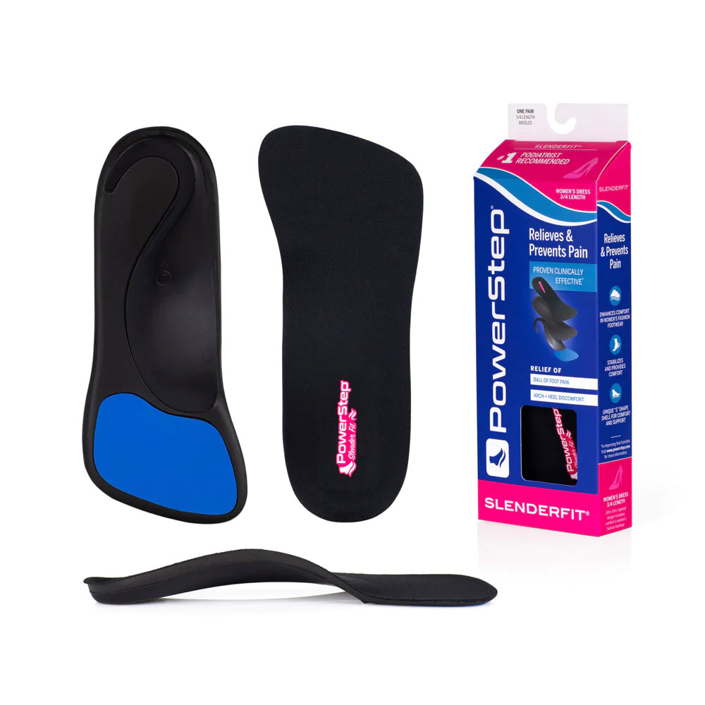 PowerStep SlenderFit 3/4 Insoles-Black