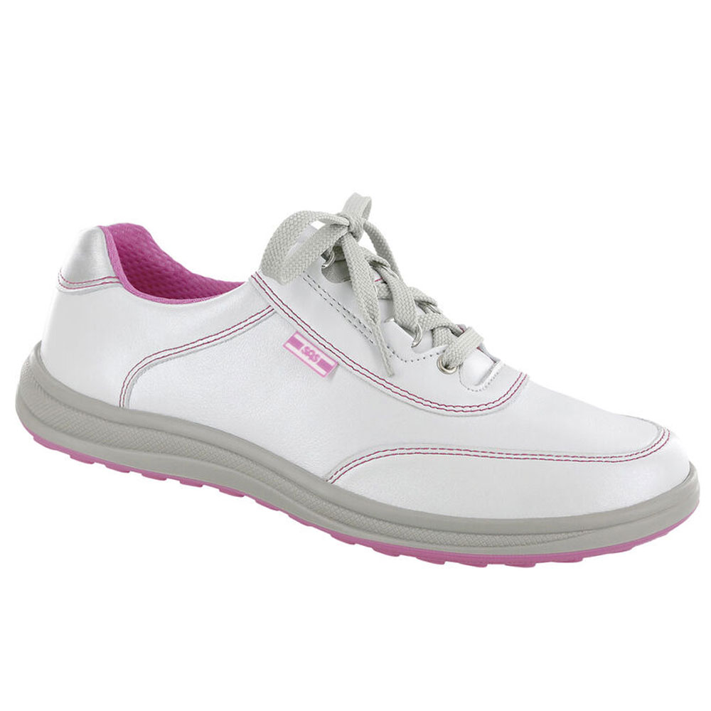 SAS Womens Sporty Lace Up Sneaker Footwear-Bianco/Pink