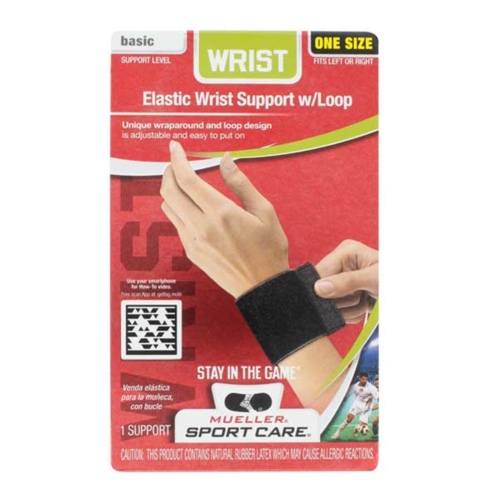 Mueller Elastic Wrist Support with Loop – Black