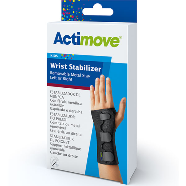 Actimove Kids Wrist Stabilizer Removable Metal Stay Pediatric - Black