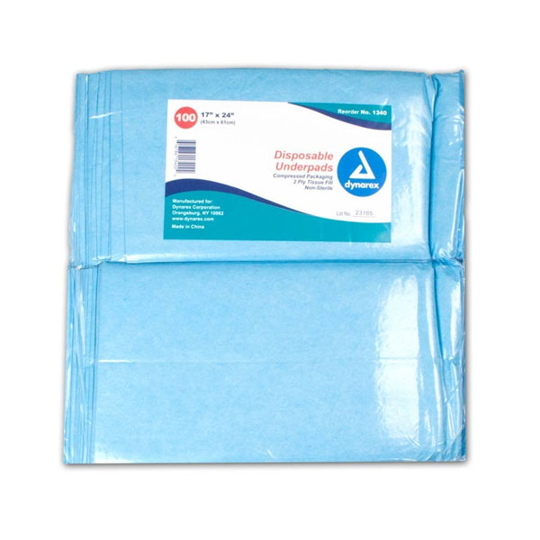 Dynarex Disposable Underpads 17 In x 24 In Tissue - 100 per Case