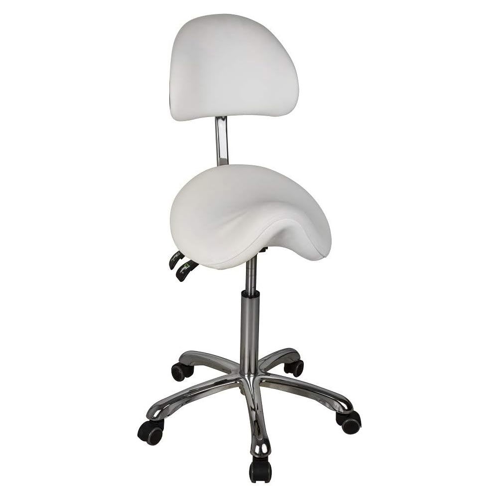 SilverFox 1025A Rolling Saddle Stool With Back Support