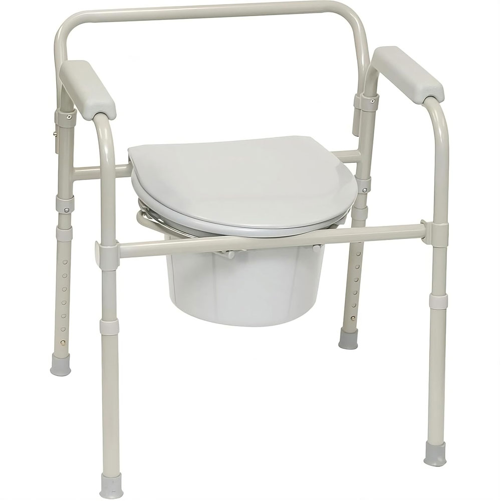 ProBasics Folding Commode with Full Seat – 3-in-1 Adjustable Steel Frame