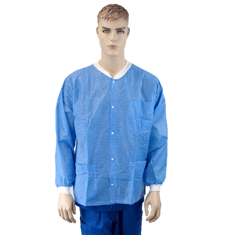 Dynarex Lab Jacket with Pockets – Blue (Small) | Lightweight, Protective Medical Wear, (10 per Box)