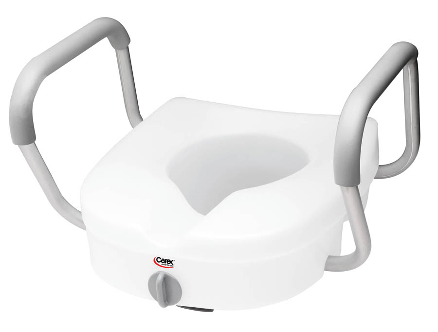 Carex E-Z Laaised Toilet Seat w/ Adjustable Armrests - Safer and Easier Toilet Use at Home