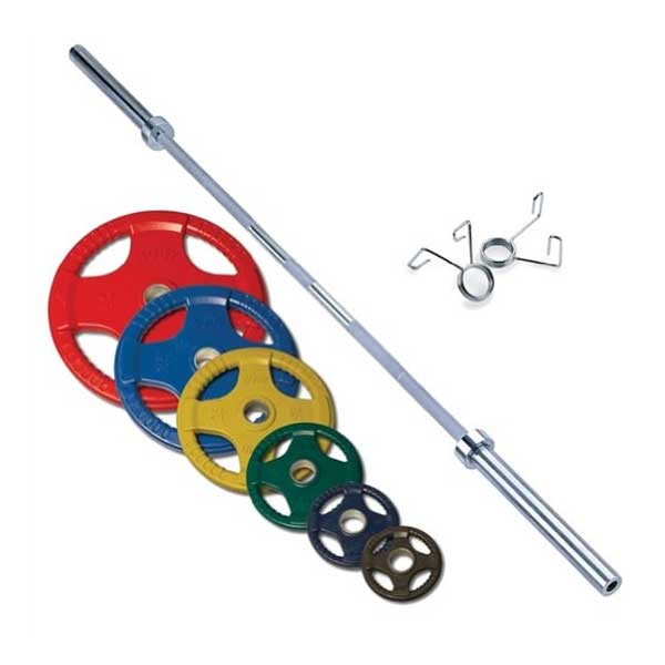 Body Solid 500 lb Colored Rubber Grip Olympic Weight Set with Chrome Bar – Built for Lifters Who Go Heavy