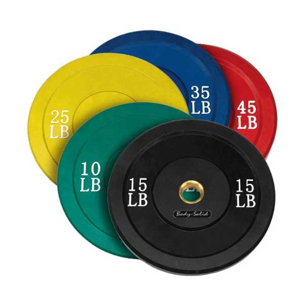 Body Solid 260 lb Colored Rubber Bumper Plate Set – Built for Strength, Made to Last