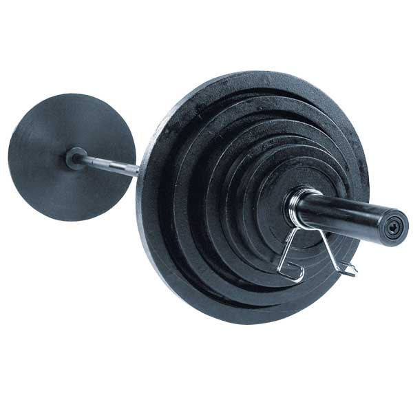 Body Solid 300 lb Cast Olympic Weight Set with Black Bar – All-in-One Strength Training Solution