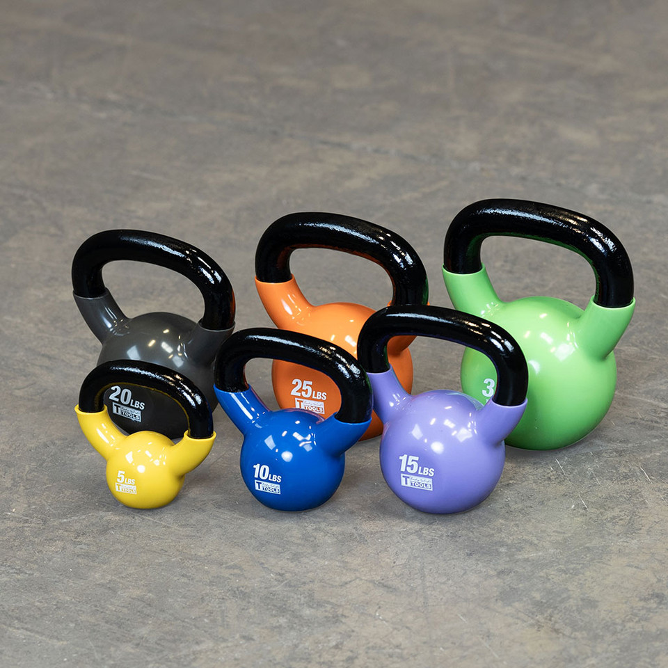Body-Solid Vinyl Coated Kettle Bells Set One Each - (5,10,15,20,25,30)