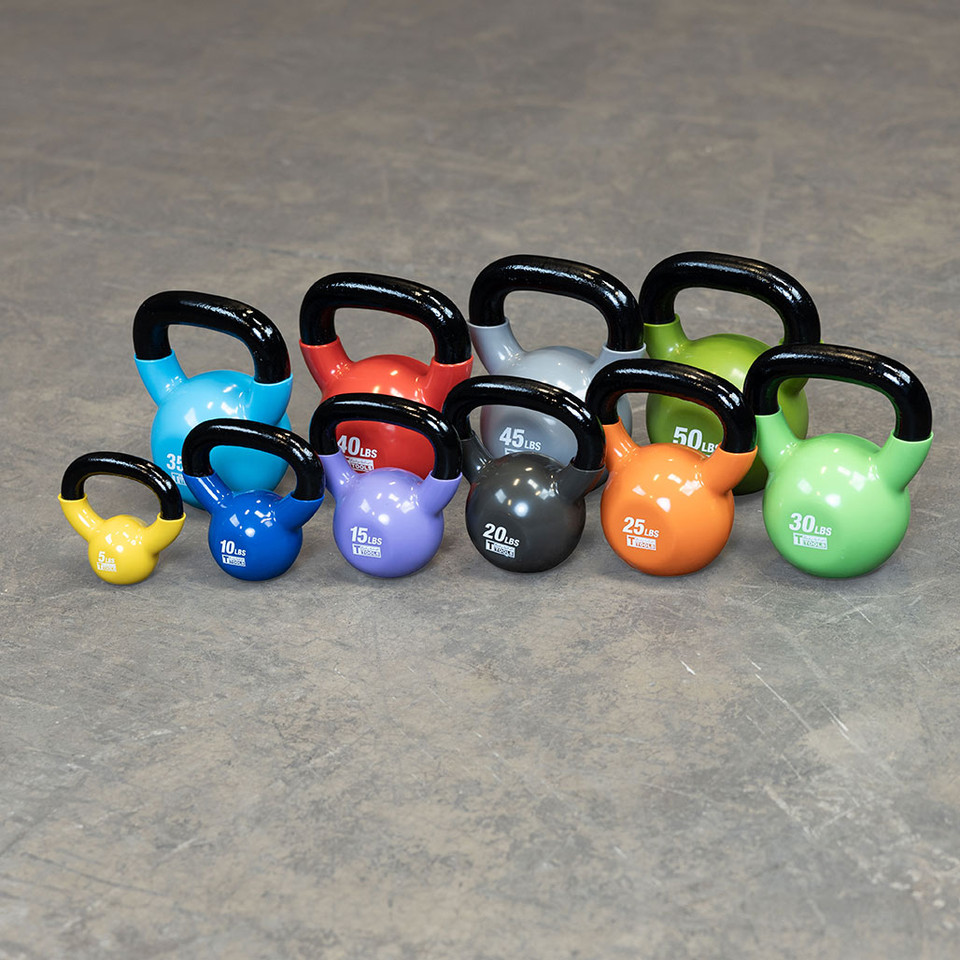 Body-Solid Vinyl Coated Kettle Bells Set 5-50