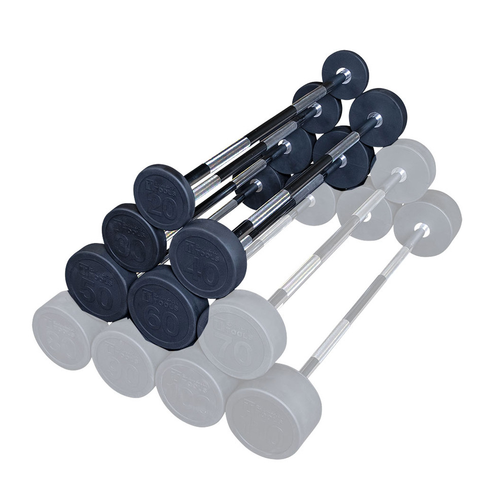 Body-Solid Rubber Coated Fixed Straight Barbell Pack, (1 each, 20, 30, 40, 50, 60lb) 5 total