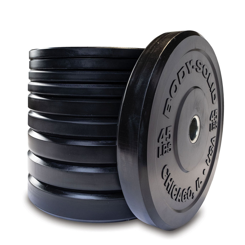Body-Solid OBPX Extreme Bumper Plates, 17.72" - Black