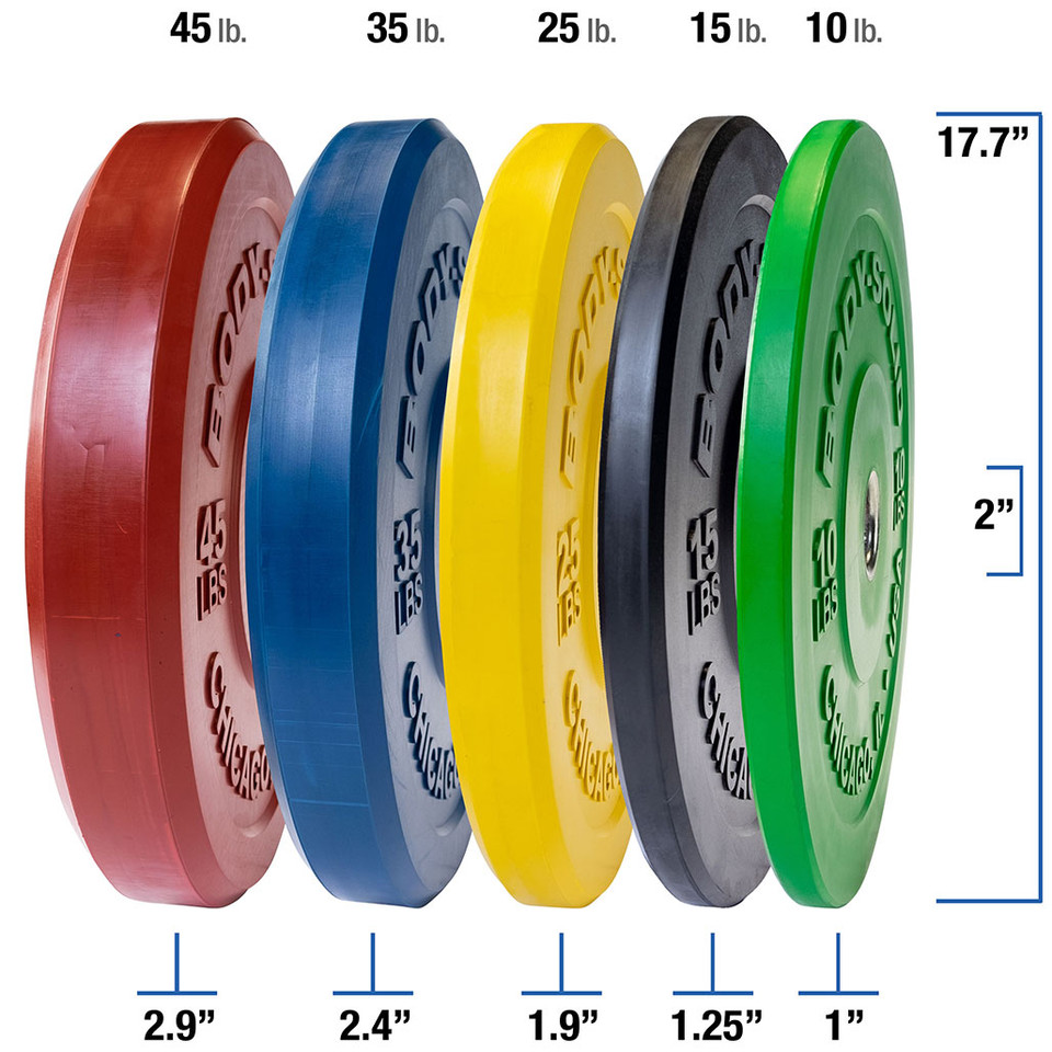 Body-Solid OBPXC Color Extreme Bumper Plates, 17.72"