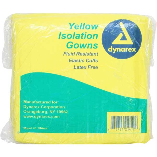  Dynarex Isolation Gown Fluid Resistant Universal 5/Bag