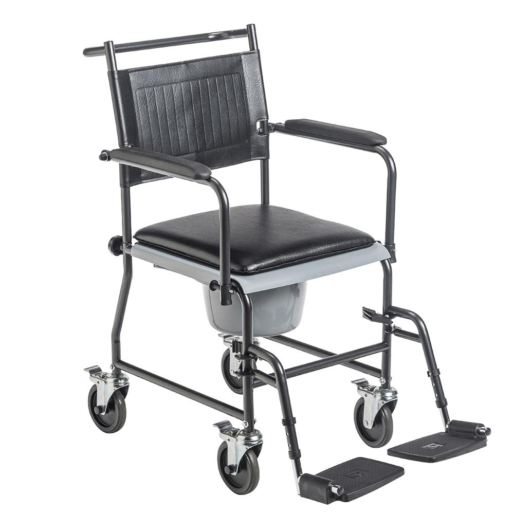 Drive Portable Upholstered Commode with Wheels and Drop-Arm – Comfortable, Safe, and Easy to Use for Seniors