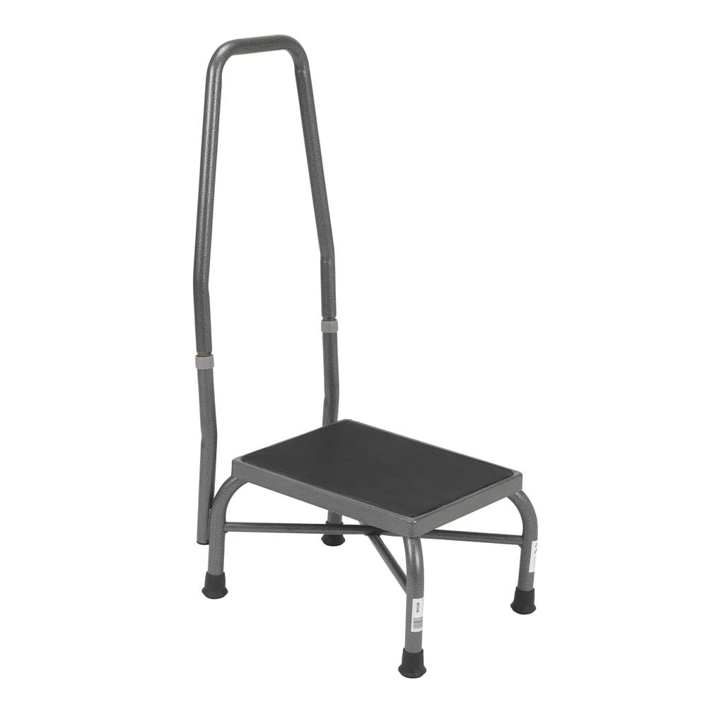 Drive Medical Heavy Duty Footstool with Non-Skid Platform & Handrail – Secure, Durable Step Stool for Home Use