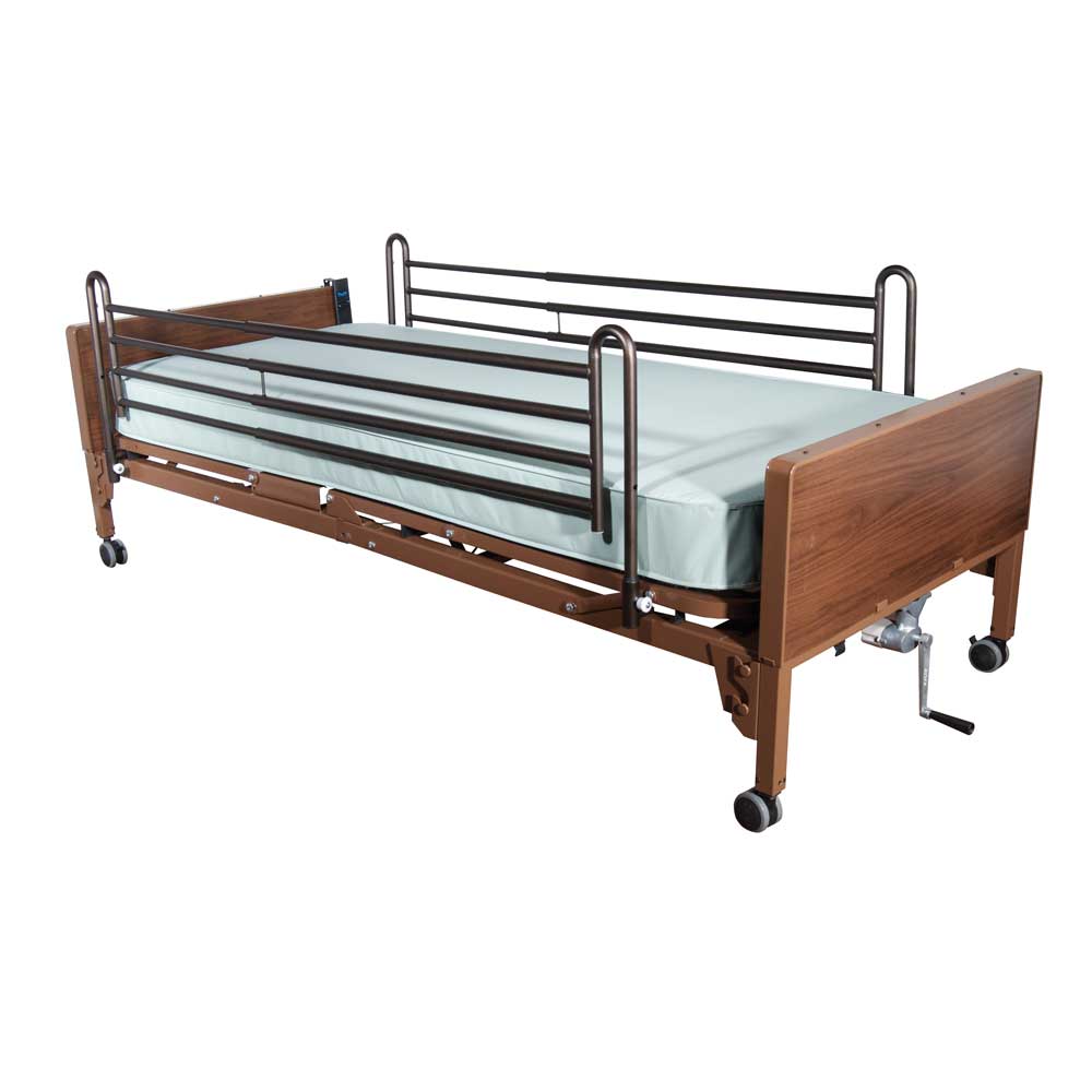 Drive Medical Bed with Full Rail and Therapeutic Mattress – Safe, Supportive, and Comfortable Healthcare Solution