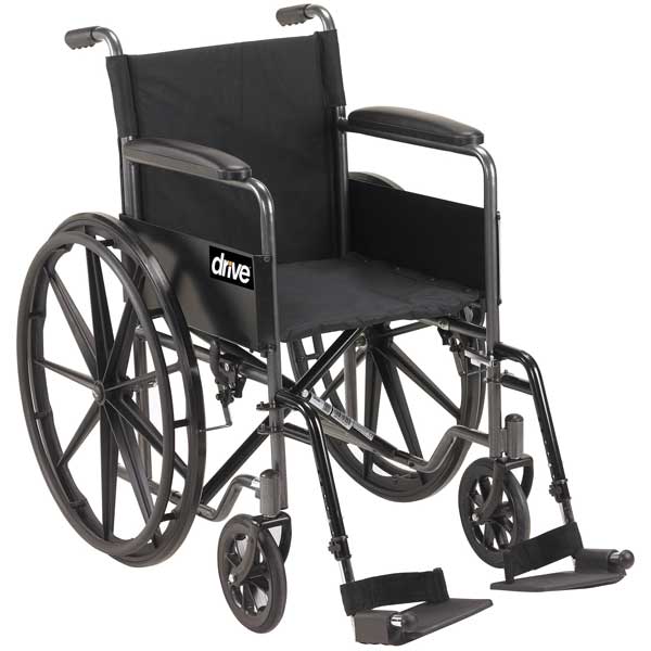 Drive Medical Silver Sport 1 Wheelchair with Full Arms and Footrest – Durable, Lightweight, and Comfortable