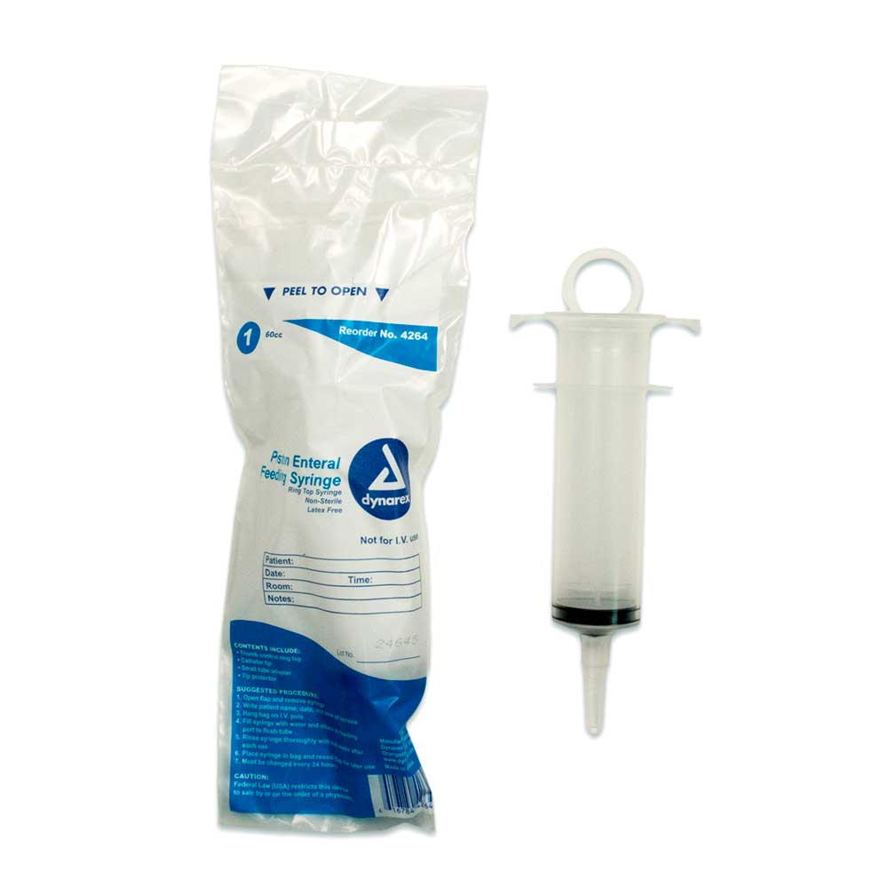 Dynarex Enteral Feeding Syringe (60cc) w/Pole Bag-NS 30/Case