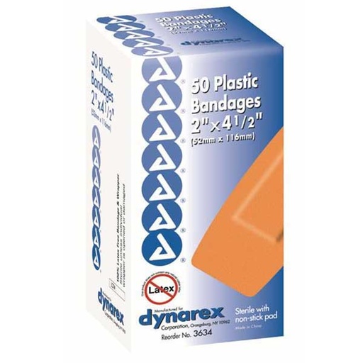 [3634] Dynarex Adhesive Plastic Bandage 2 Inch x 4.5 Inch